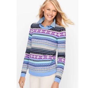 New TALBOTS Petites Womens Size P Lambswool Blend Fair Isle Sweater